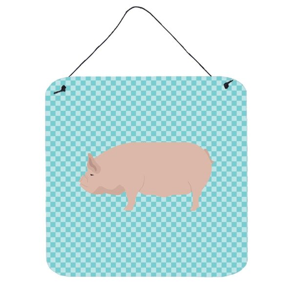 Micasa Welsh Pig Blue Check Wall or Door Hanging Prints6 x 6 in. MI234195